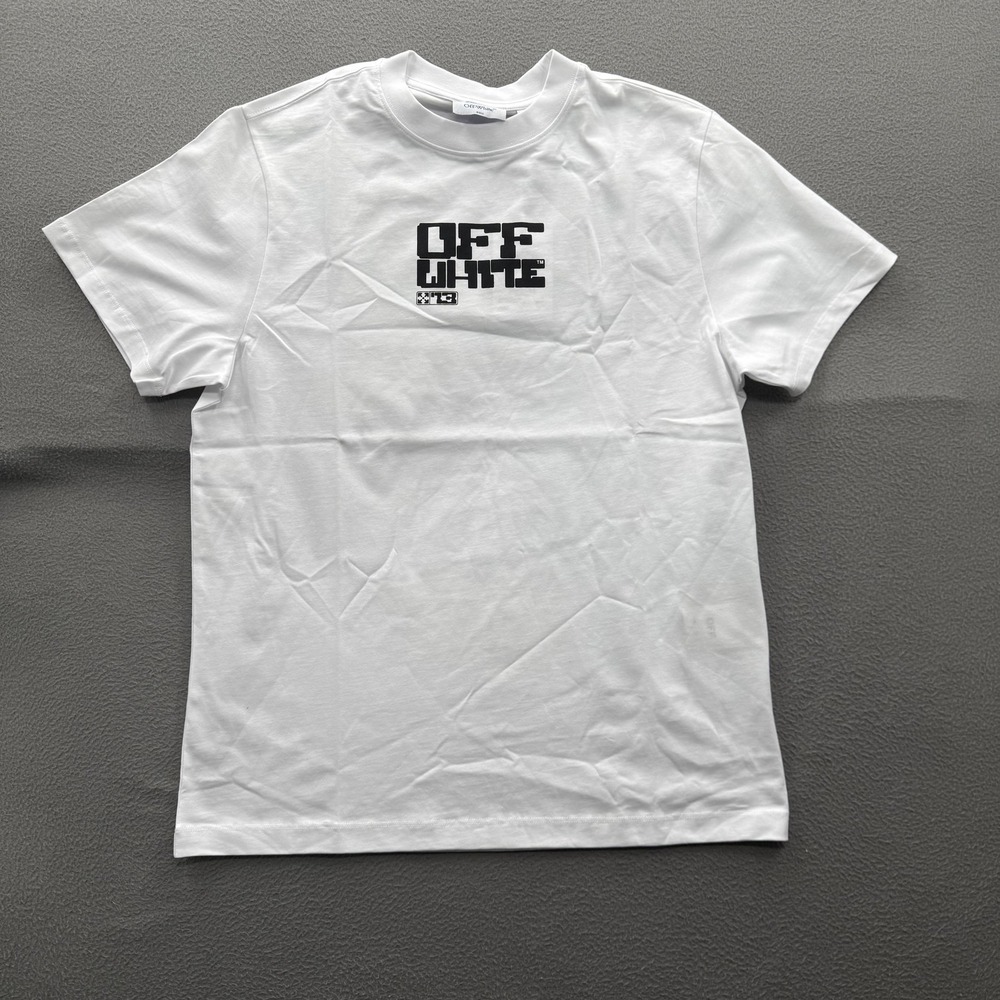 Off-White Shirt Mens Medium White Tech Arrow Back Graphic Tee Slim Fit